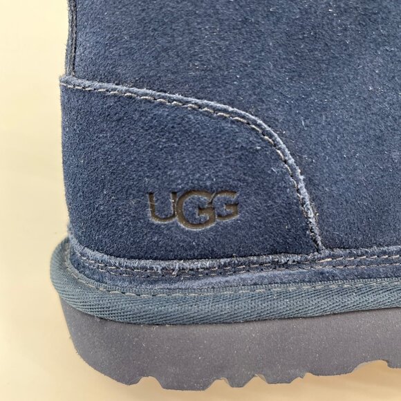 UGG Neumel Classic Suede Boots Size 10 Blue Lace Up Sheepskin Lined - Picture 9 of 13
